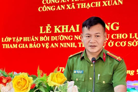Công an xã Thạch Xuân tập huấn nghiệp vụ cho lực lượng tham gia bảo vệ ANTT ở cơ sở năm 2026