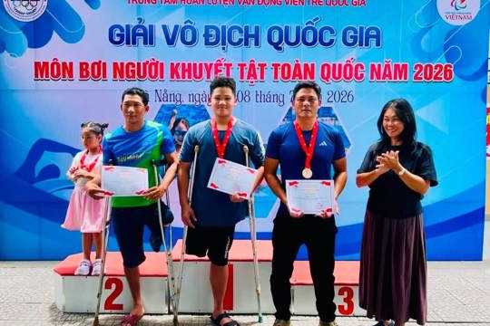"Kình ngư" Thạch Xuân giành thêm 4 huy chương đồng tại giải Bơi người khuyết tật quốc gia 2026